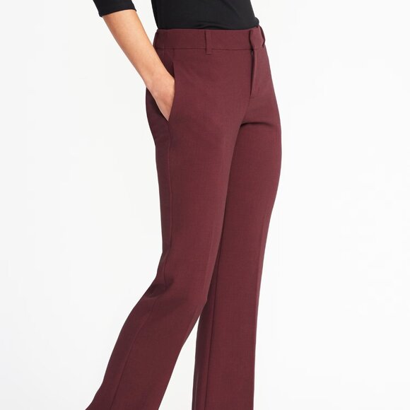 🔥 Old Navy | Claret Red Mid-Rise Slim Flare Harper Full-Length Pants 12 NWT - Picture 1 of 7